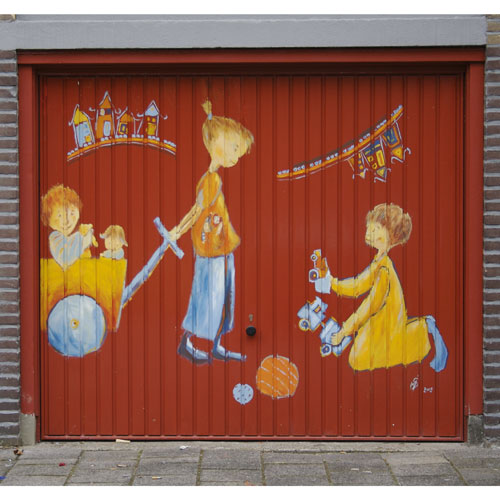 Monika Strugarek schilderij, Garagedeur Hobbemastraat, GroenWest