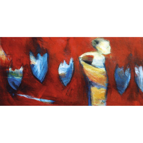Monika Strugarek schilderij, Verbrande ijsbloemen, gemengde technieken, 57x37