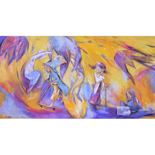 Monika Strugarek schilderij, Het binnenaardse licht, gemengde technieken, 96x57,50