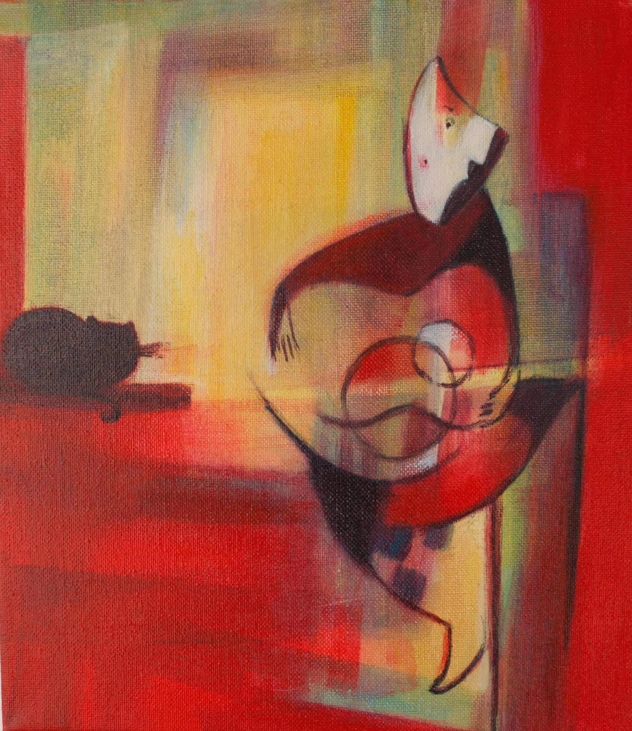 Monika Strugarek schilderij, De carnaval, acryl, 26x30