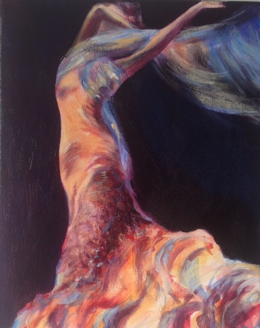 Monika Strugarek schilderij, In de wind, acryl, 24x30