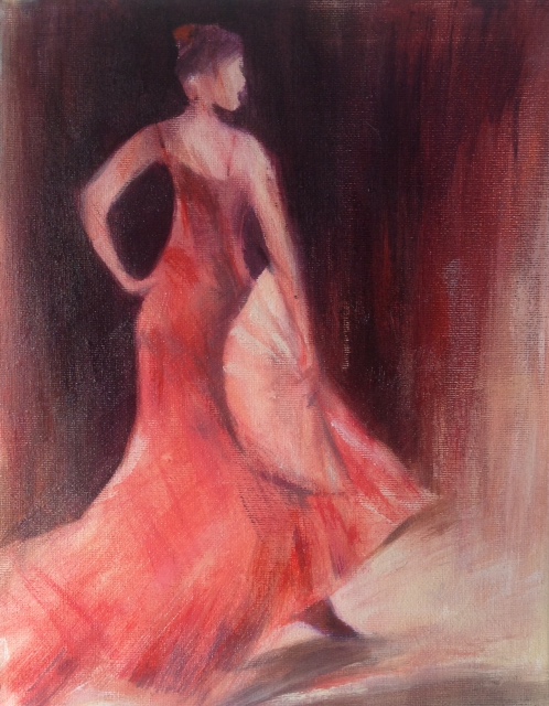Monika Strugarek schilderij, Dansen2, acryl, 24x30