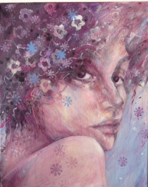 Monika Strugarek schilderij, Begin van de lente, acryl, 24x30