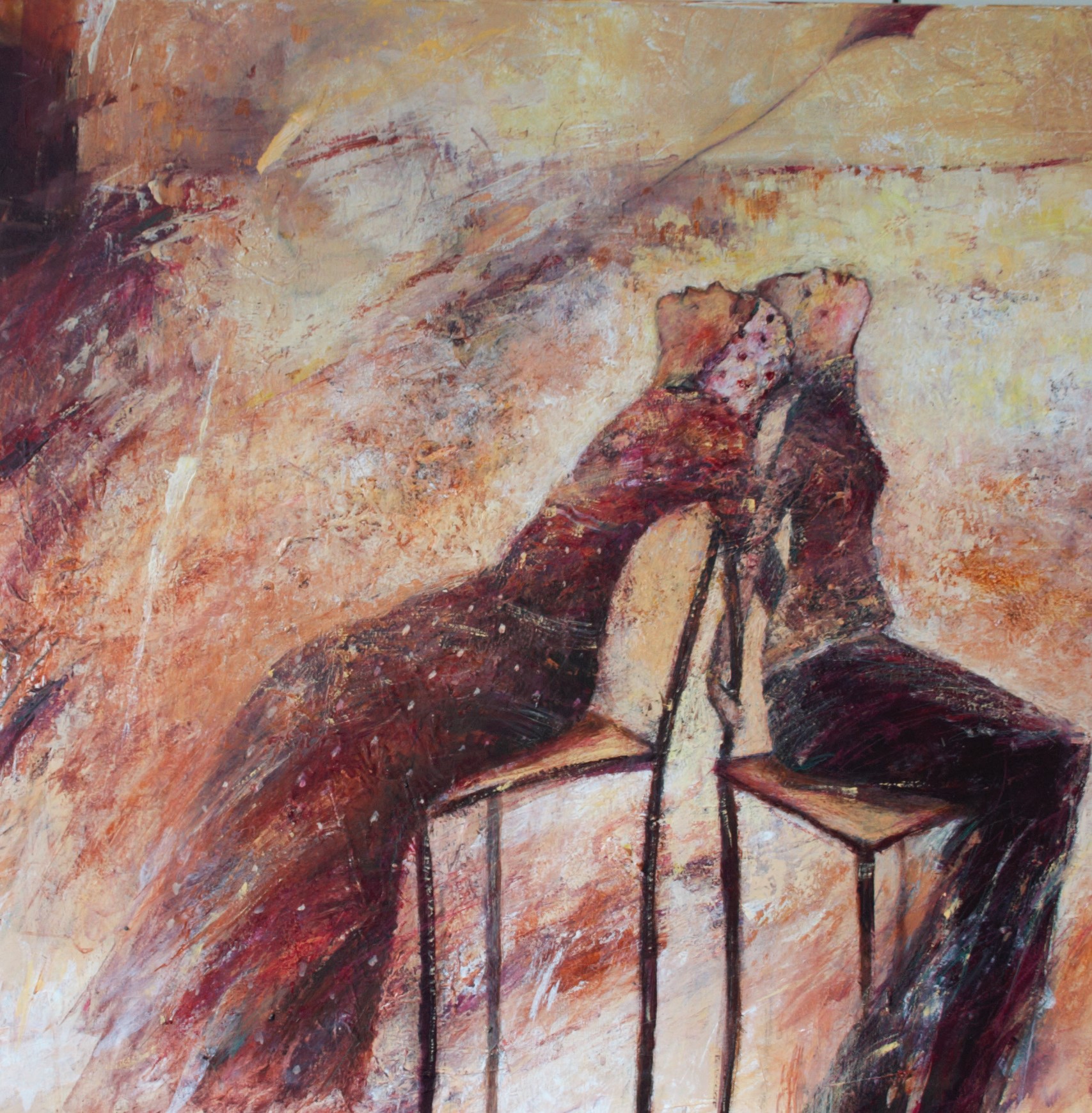 Monika Strugarek schilderij, Verveling, acryl met paletmes, 70#70